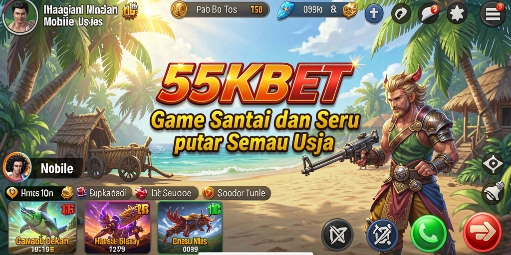Tampilan seru gameplay 55KBET yang penuh warna.
