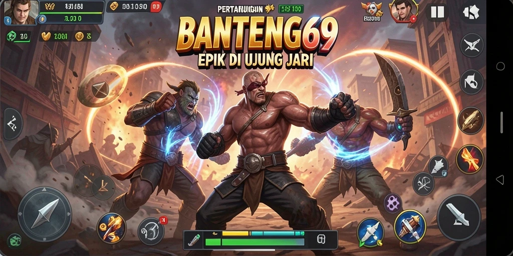 Tangkapan layar gameplay BANTENG69 yang menampilkan pertarungan seru dan karakter yang dinamis.