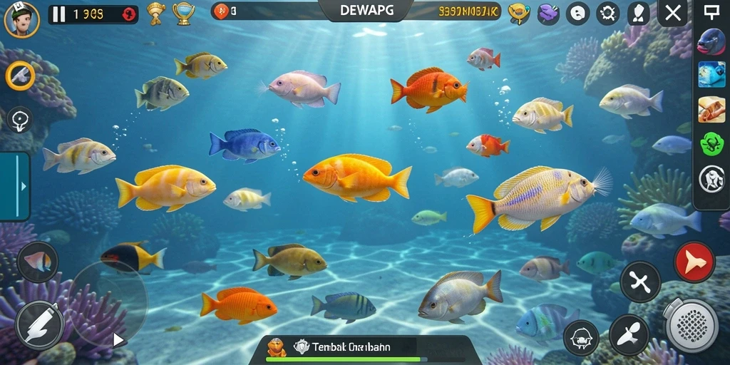 Tampilan menarik dari gameplay DEWAPG Tembak Ikan.