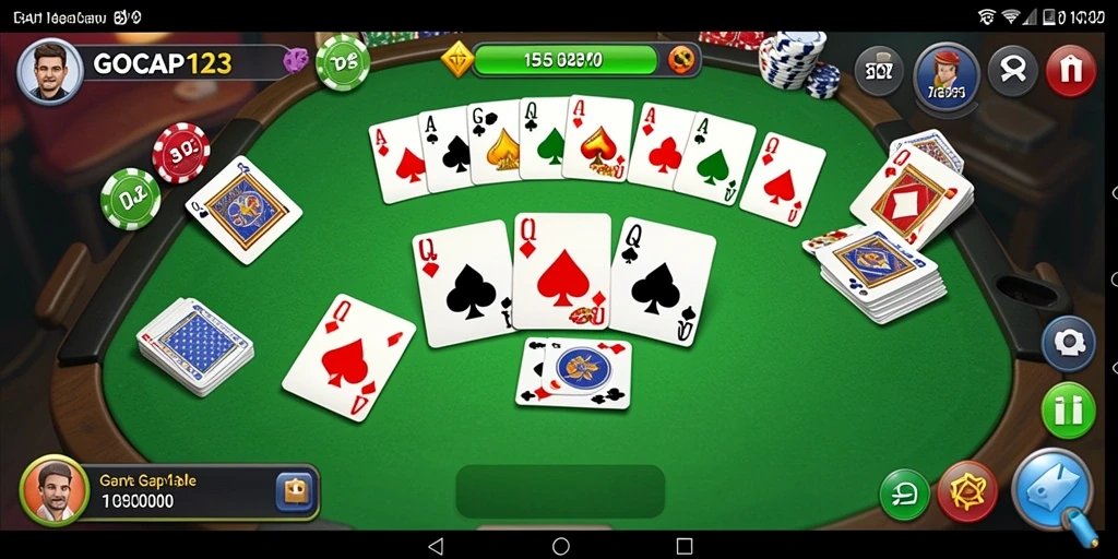 Tampilan screenshot GOCAP123 dengan gameplay Gaple yang seru dan interaktif.