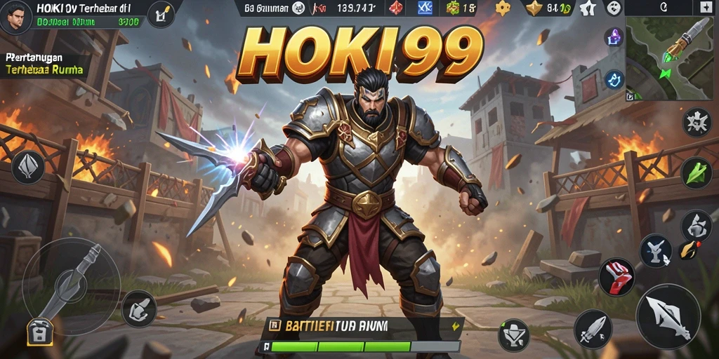 Tangkapan layar HOKI99 menampilkan aksi intens di medan perang Battle Royale.