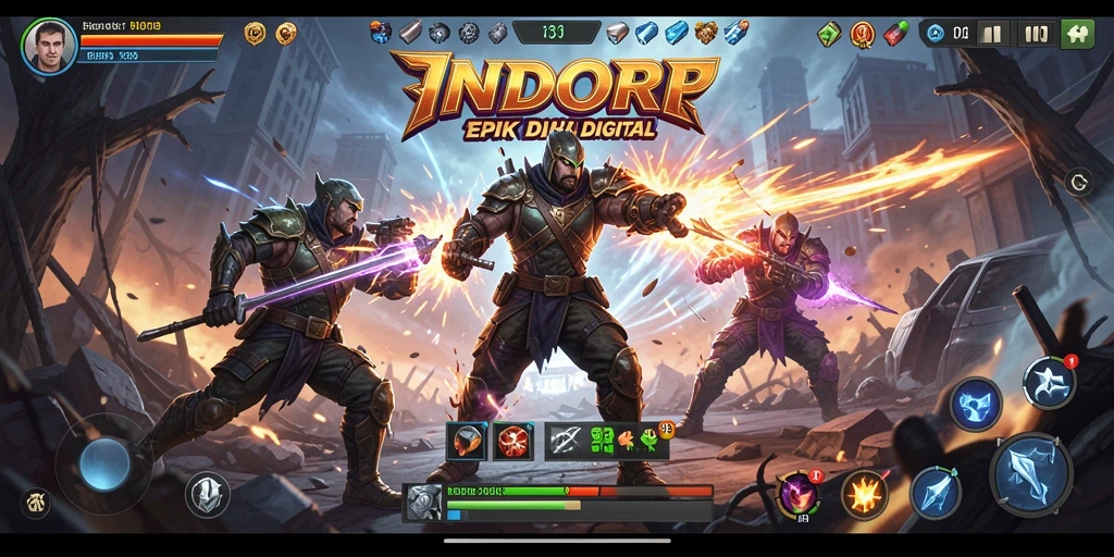 Screenshot tampilan permainan INDORP menunjukkan pertarungan yang intens dan dinamis.