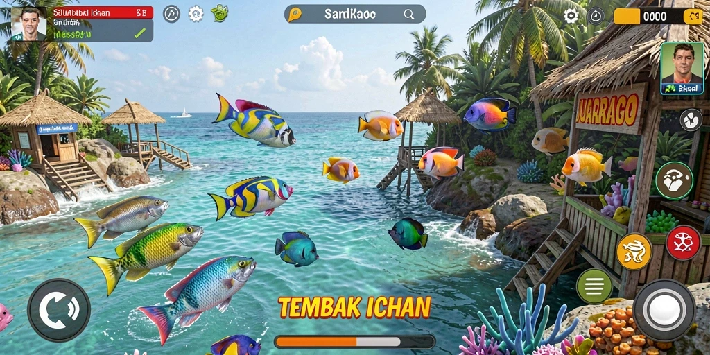 Tampilan gameplay JUARAGO yang penuh aksi Tembak Ikan.
