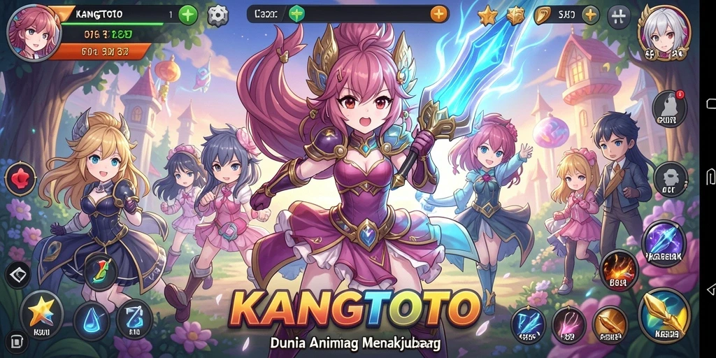 Screenshot gameplay anime KANGTOTO yang seru dan penuh aksi.