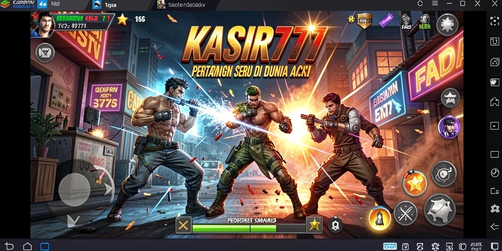 Screenshot KASIR777 menampilkan aksi laga yang intens dan visual yang spektakuler.