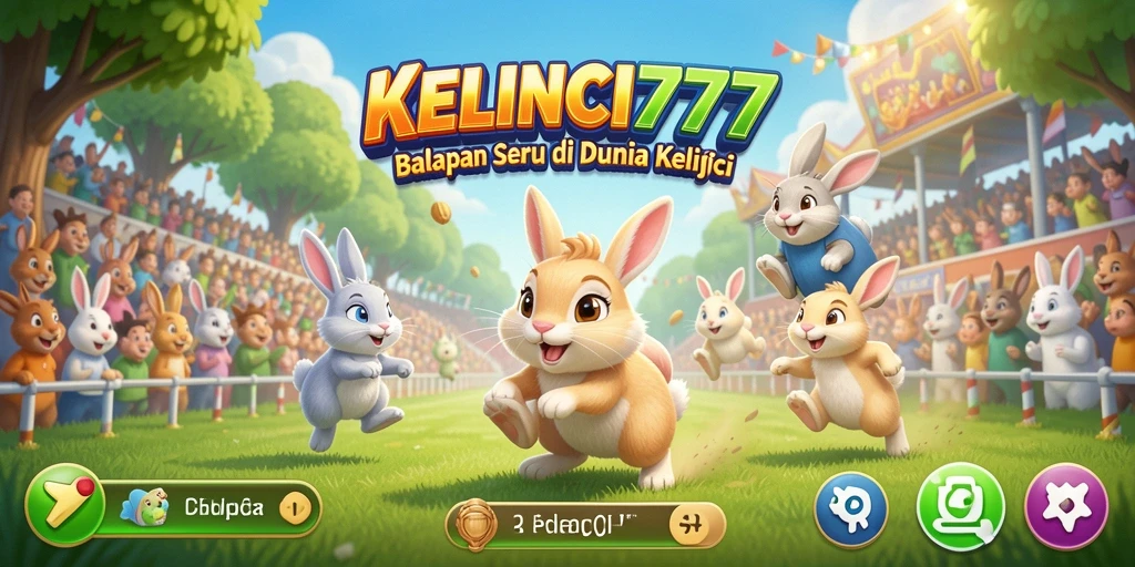 Tampilan gameplay seru KELINCI777 dengan kelinci berlomba.