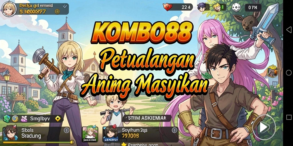 Tampilan gameplay KOMBO88 yang penuh aksi dan karakter anime.