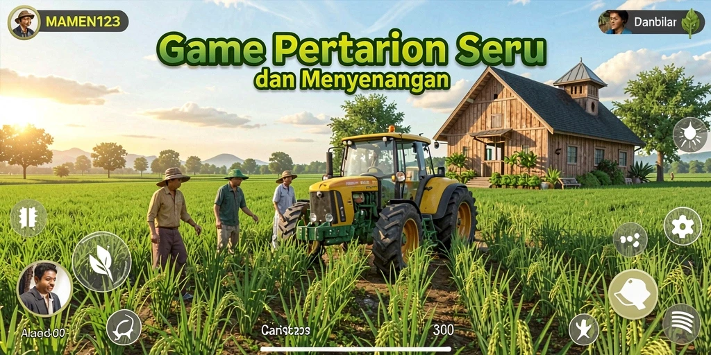Tangkapan layar gameplay MAMEN123 menampilkan aktivitas bertani yang seru dan menyenangkan.