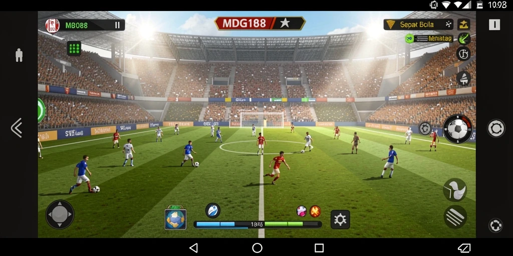 Tampilan gameplay sepak bola MDG188 yang mendebarkan dan penuh aksi.