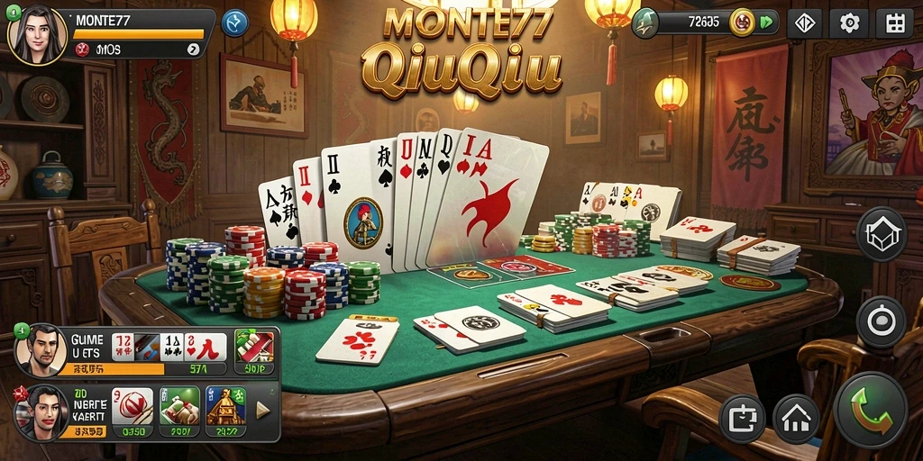 Tampilan gameplay seru di MONTE77 dengan kartu yang menarik.