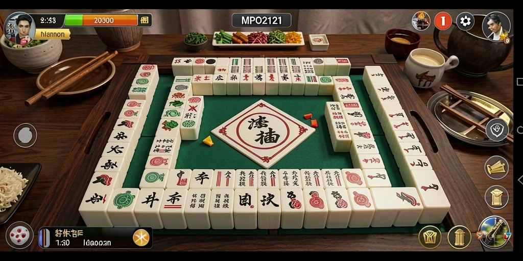 Screenshot aplikasi MPO2121 menampilkan gameplay Mahjong yang seru.