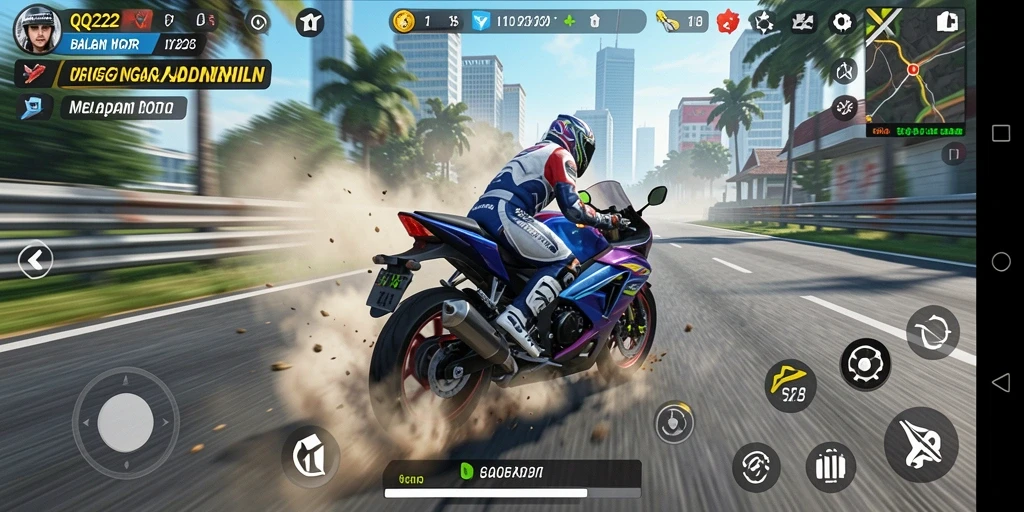 Tampilan menakjubkan dari gameplay balapan motor di QQ222.