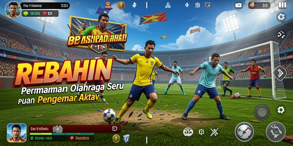 Gameplay seru dalam REBAHIN yang menampilkan olahraga kompetitif.