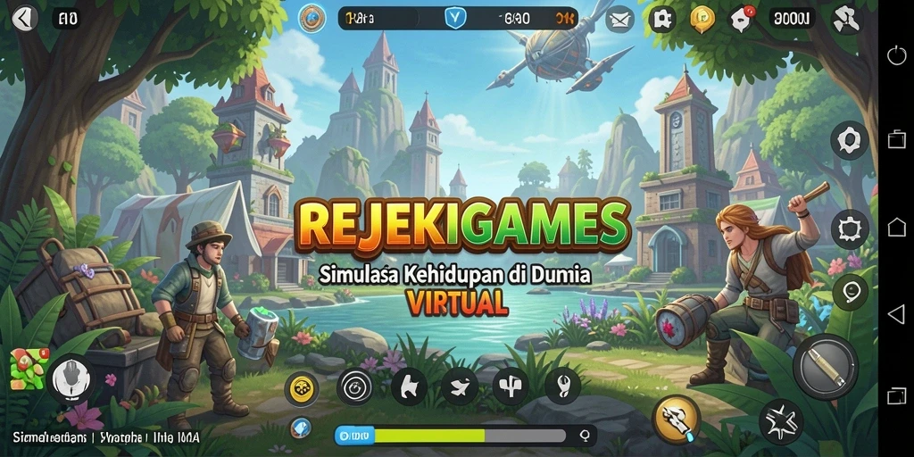 Tampilan gameplay <strong>REJEKIGAMES</strong> menunjukkan pengalaman simulasi yang mendalam.
