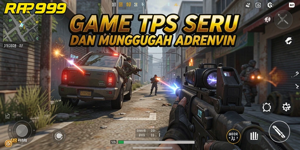 Screenshot gameplay RR999 menampilkan pertempuran seru dalam suasana TPS.