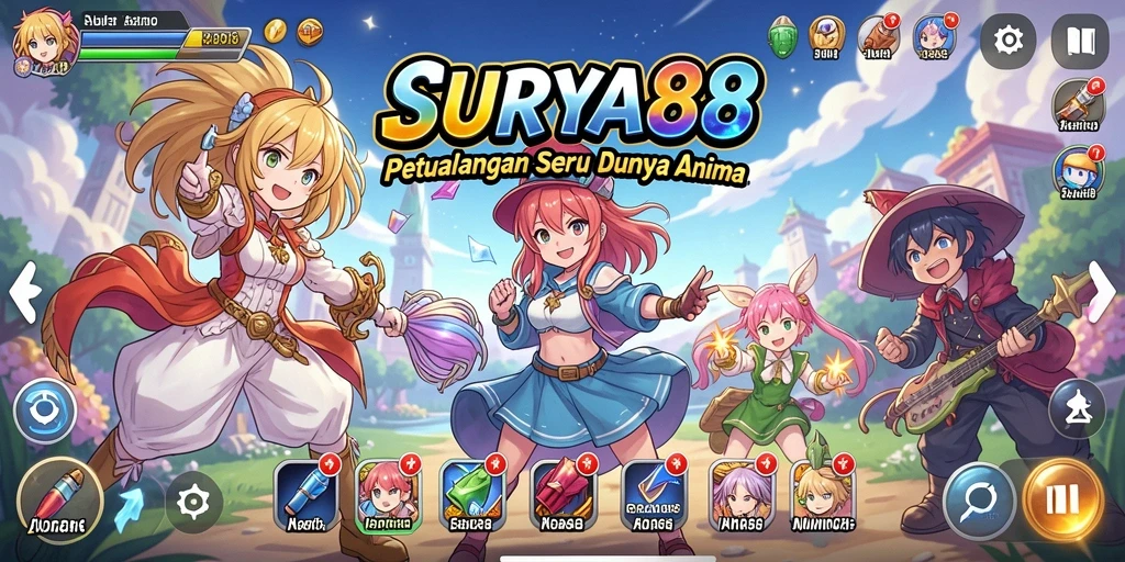 Tampilan menarik dari gameplay SURYA88 dalam dunia anime yang fantastis.