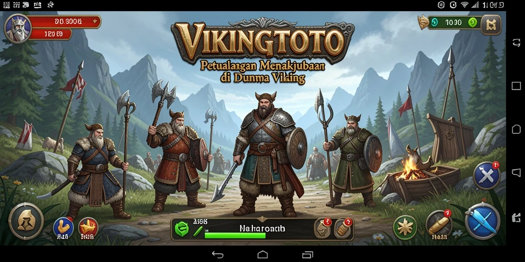 Tangkapan layar utama VIKINGTOTO menampilkan aksi petualangan yang mendebarkan.