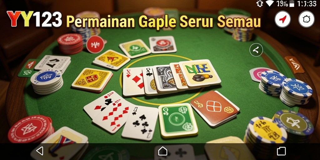 Screenshot YY123 menampilkan momen seru dalam permainan Gaple.